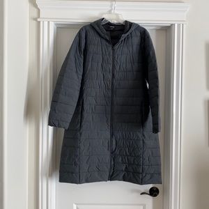 Gray knee length winter coat